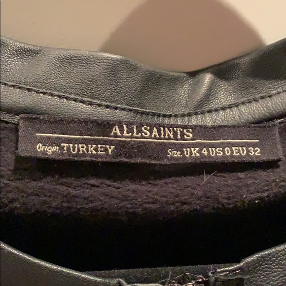 All Saints top with leather sleeves. - Picture 2 of 3